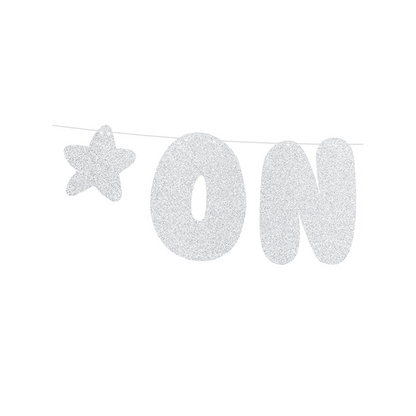 1 banner sling - First Birthday - glitter zilver
