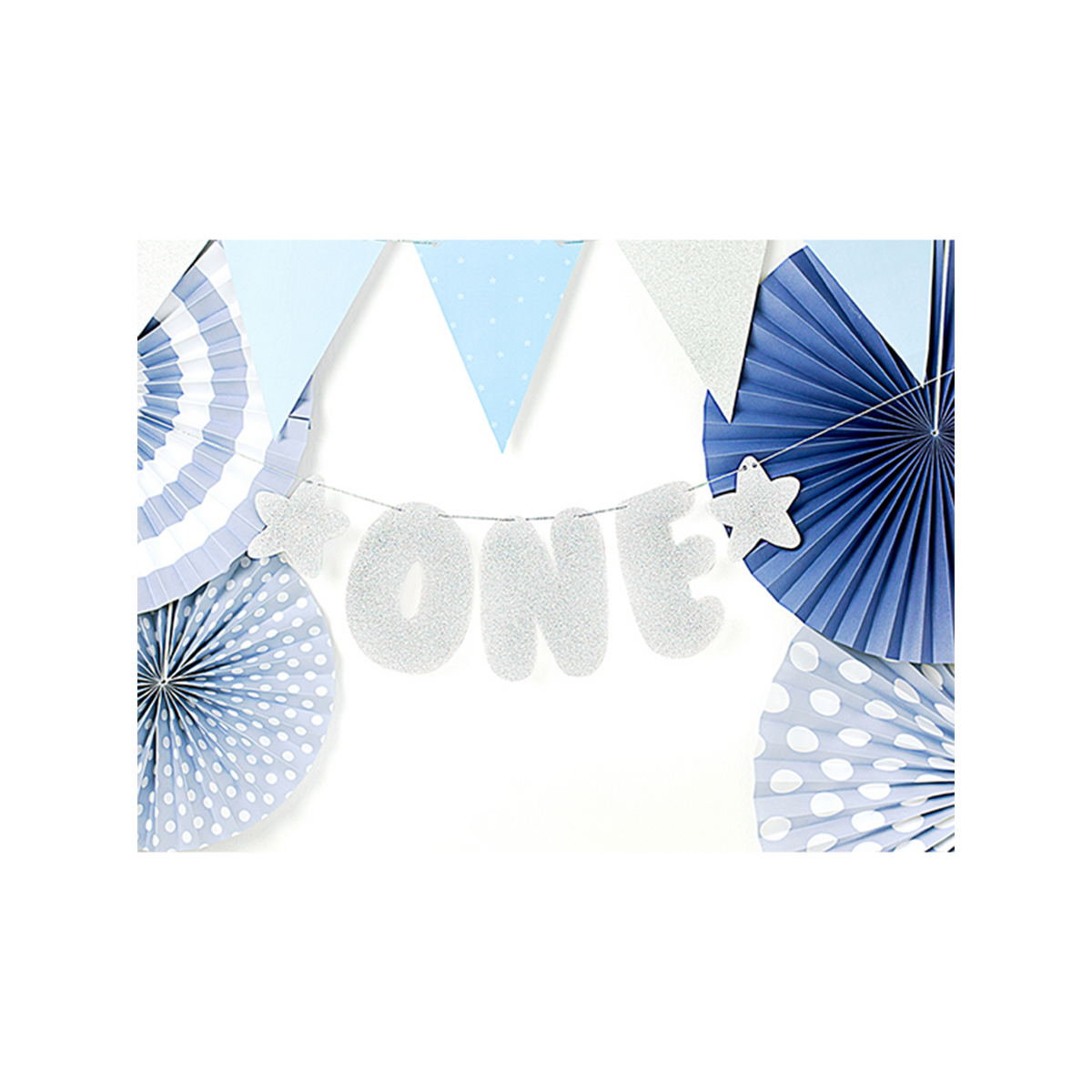 1 banner sling - First Birthday - glitter zilver