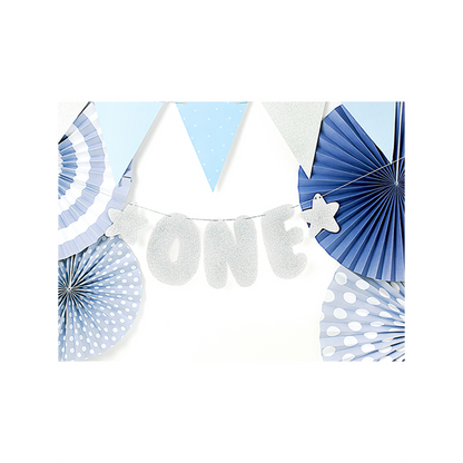 1 banner sling - First Birthday - glitter zilver