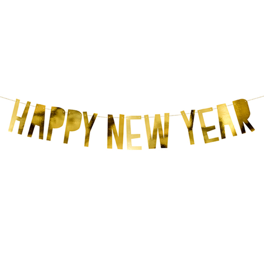 1 Feestelijke banner met de tekst "Happy New Year"