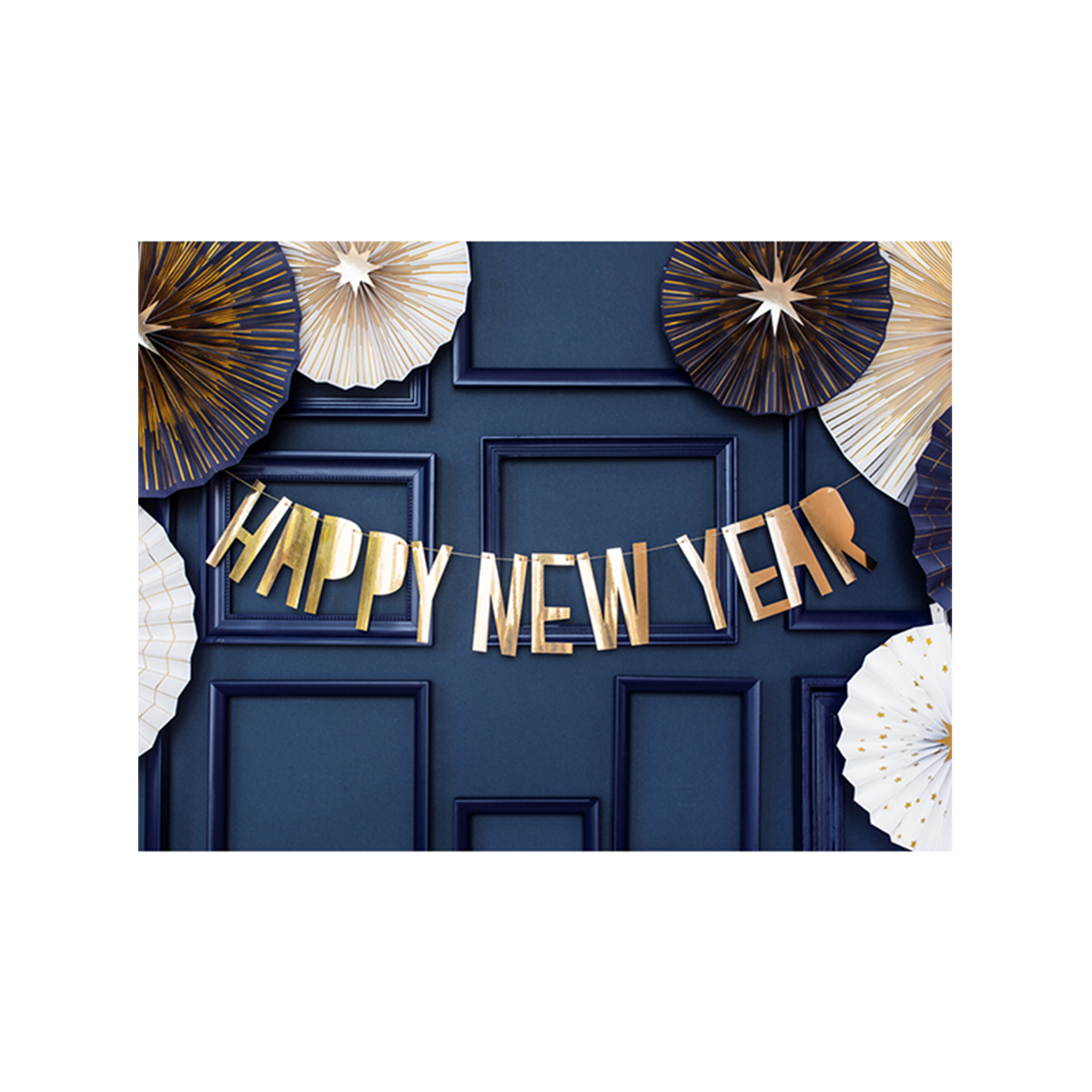1 Feestelijke banner met de tekst "Happy New Year"