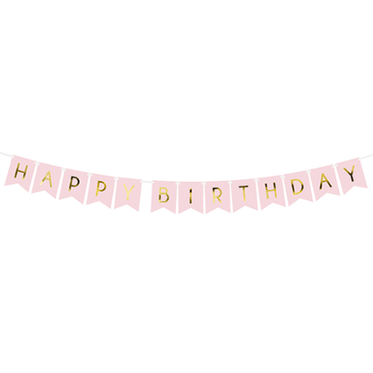 1 Bannerslinger - Happy Birthday - Roze