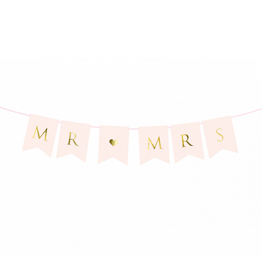 1 Banner slinger - Mr & Mrs - Roze