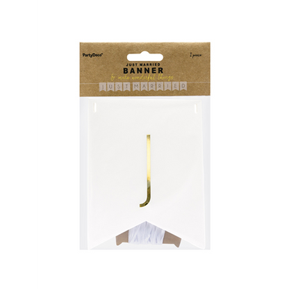 1 Banner-Girlande - Just Married - Wit