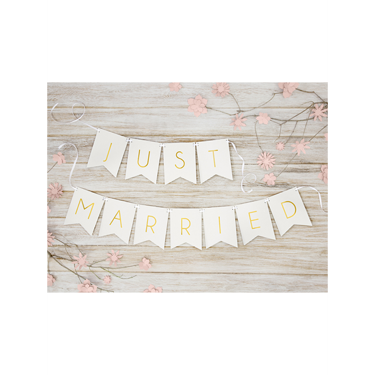1 Banner-Girlande - Just Married - Wit