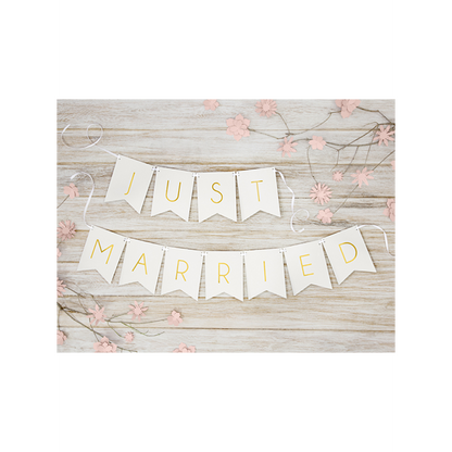 1 Banner-Girlande - Just Married - Wit
