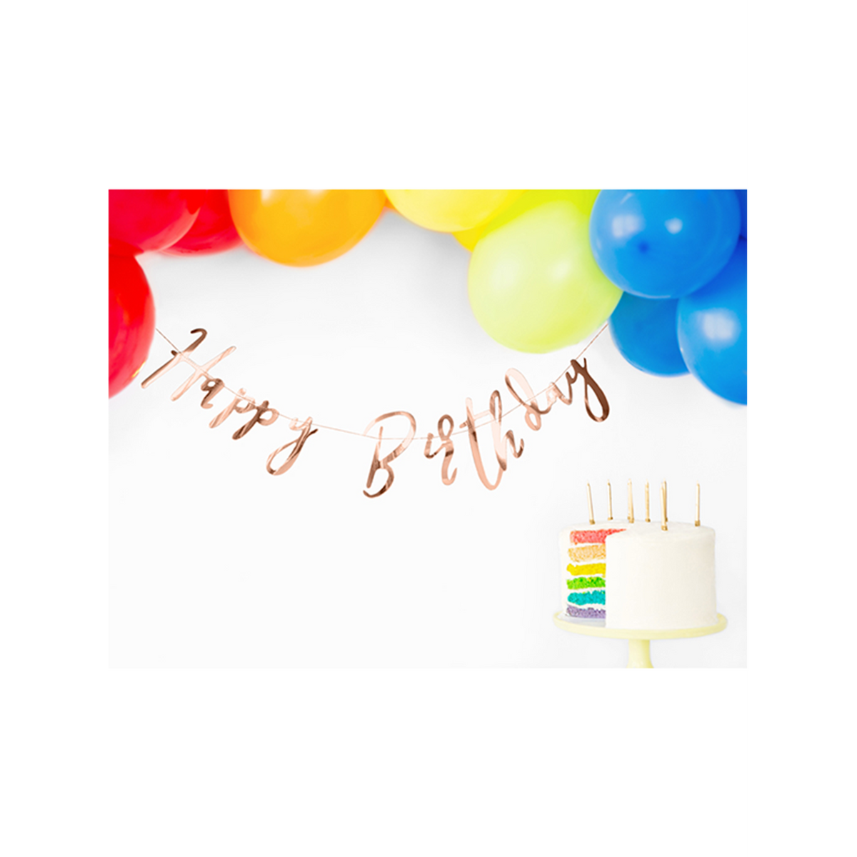 1 Banner-Girlande – Happy Birthday – Roségold