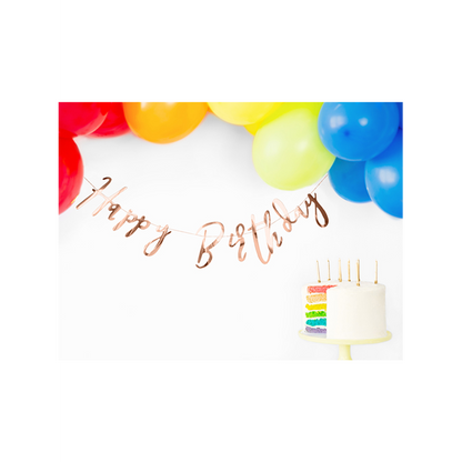 1 Banner-Girlande – Happy Birthday – Roségold