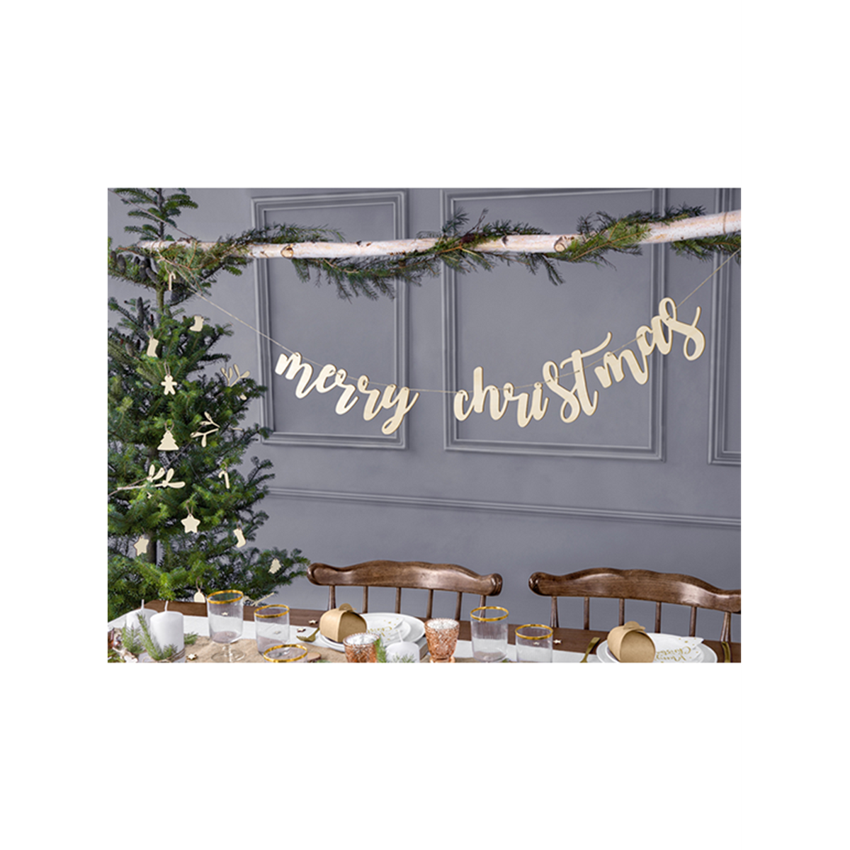 1 banner slinger - hout - Merry Christmas