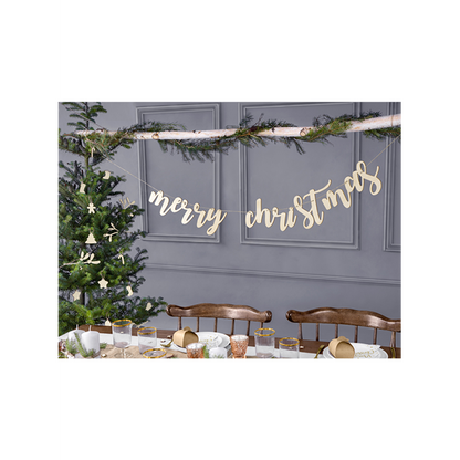 1 banner slinger - hout - Merry Christmas