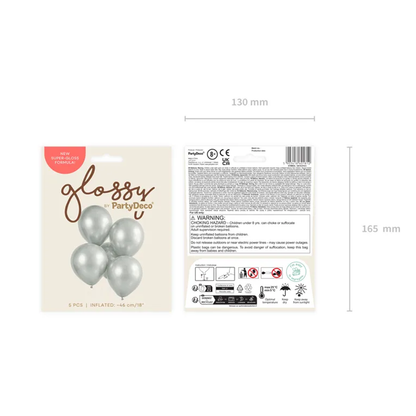 5 ballonnen - Ø 46cm - Glossy - Zilver