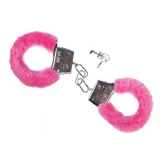 1 paar handboeien met pluche - roze