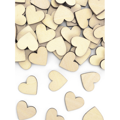 50 houten confettihartjes