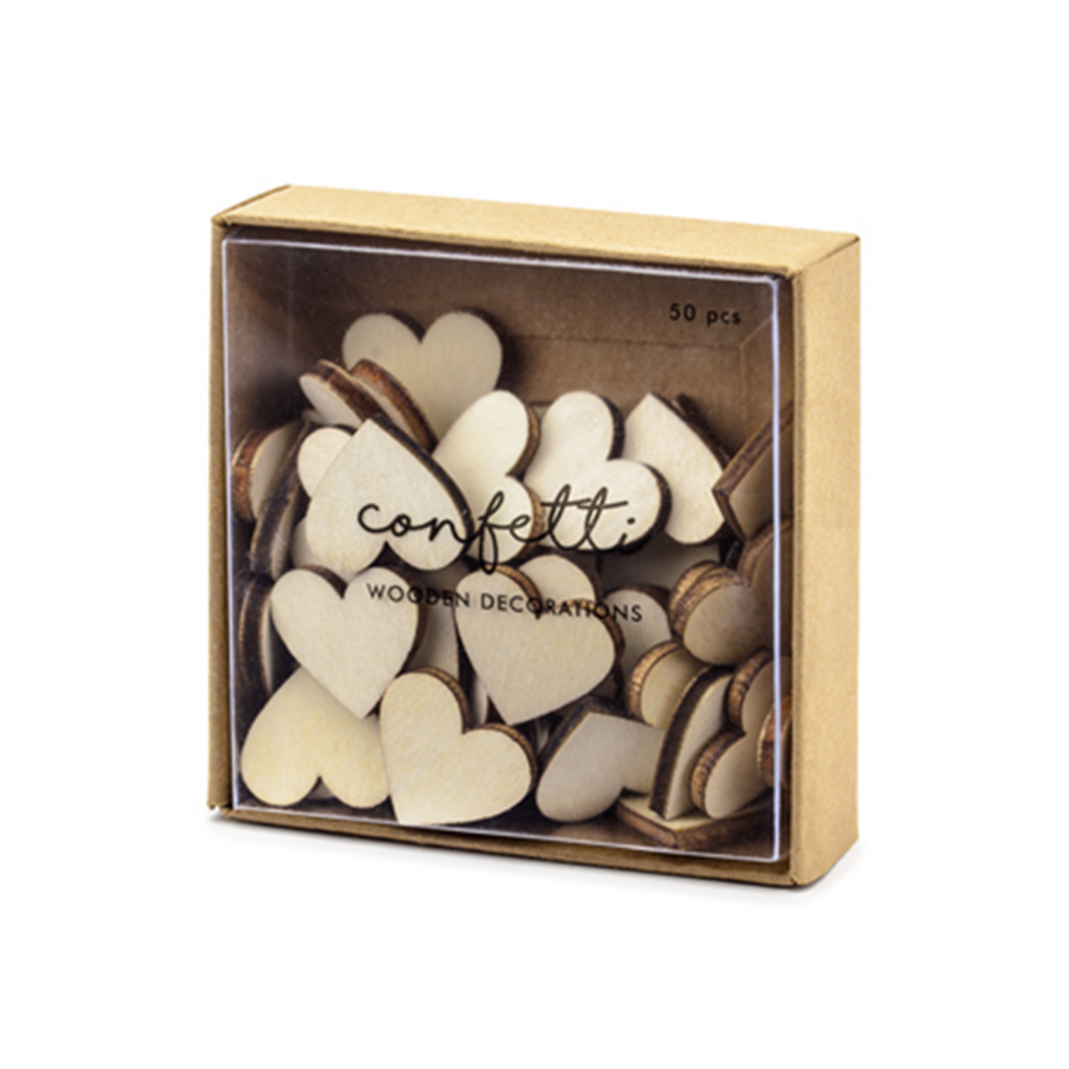 50 houten confettihartjes