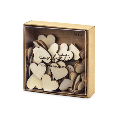 50 houten confettihartjes