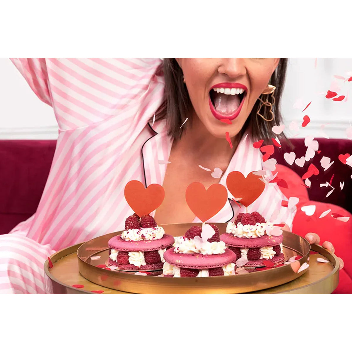 15g papieren confetti - roze hartjes