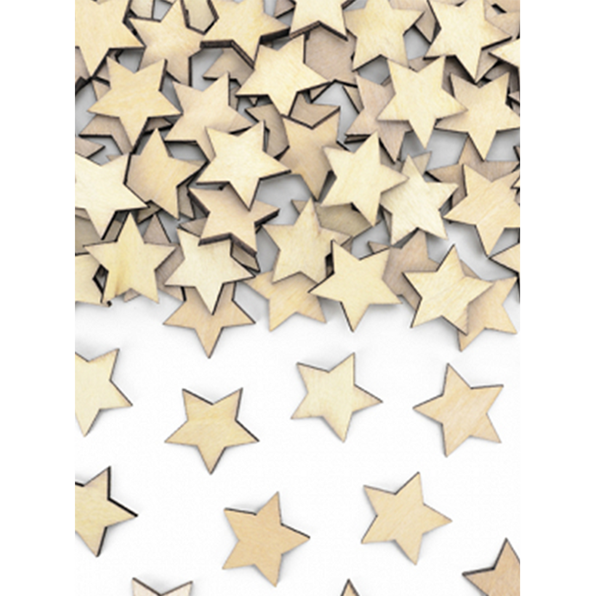 50 houten confettisterren