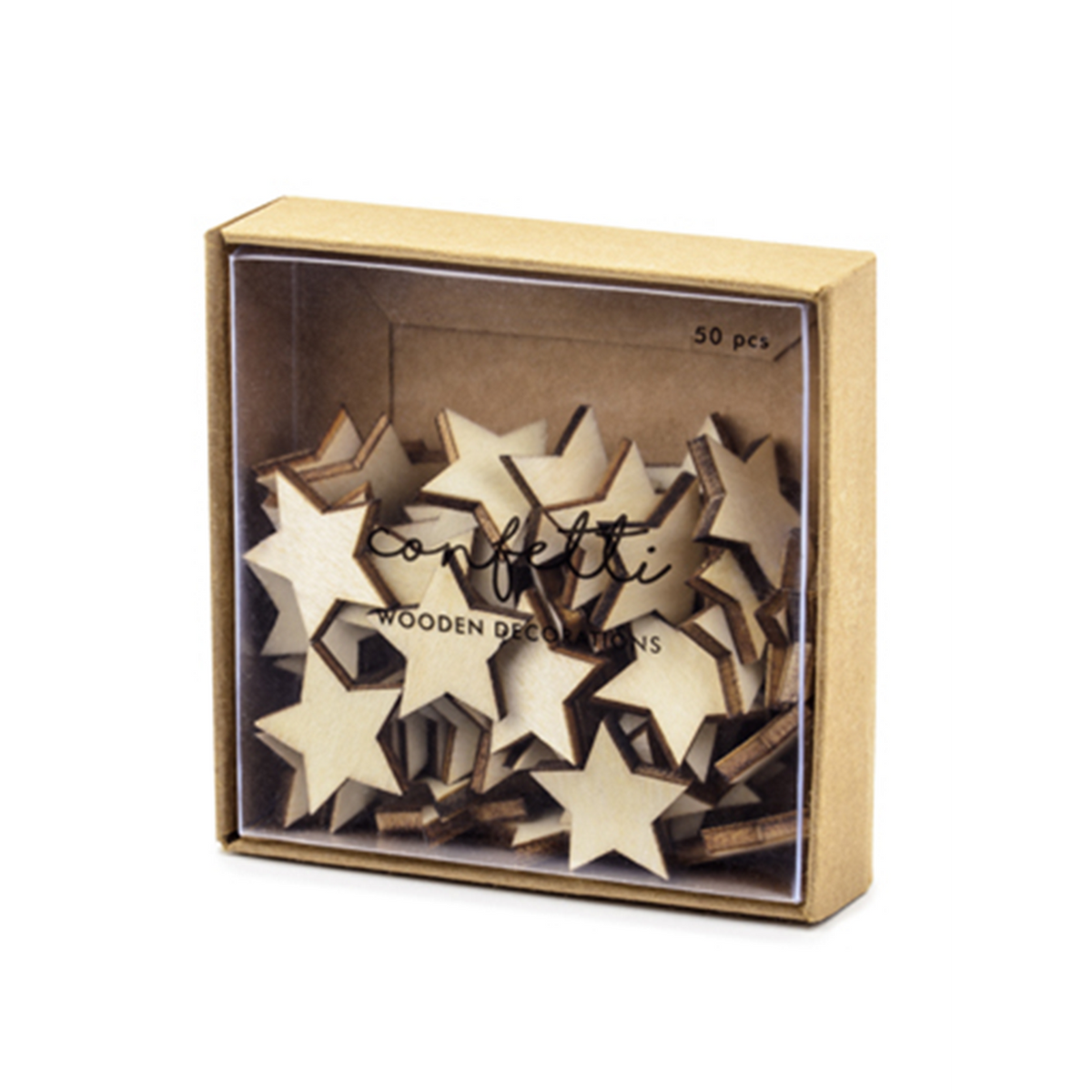 50 houten confettisterren