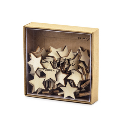 50 houten confettisterren