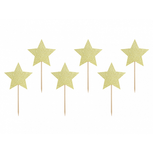 6 Taarttoppers - Sterren - Goud