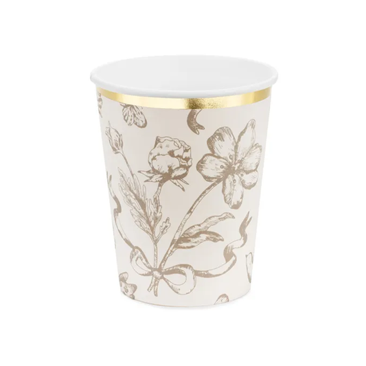 6 papieren bekers - 220 ml - Bloemen