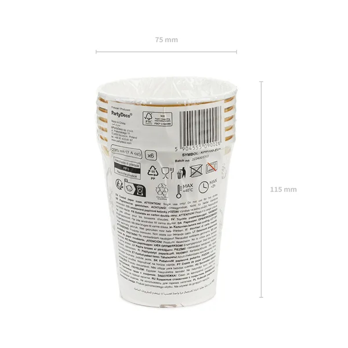 6 papieren bekers - 220 ml - Bloemen