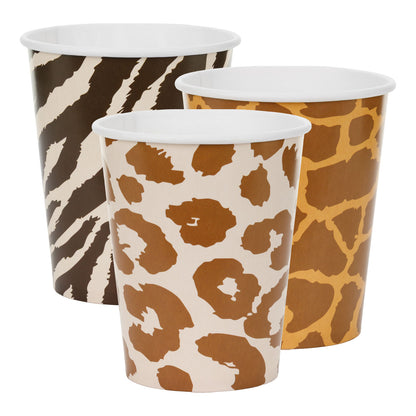 6 papieren bekers - Safari met dierenpatroon