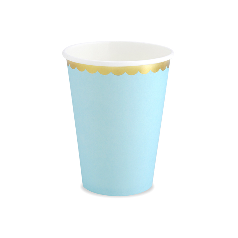 6 Papieren Bekers Trend - 220ml - Pastel Lichtblauw