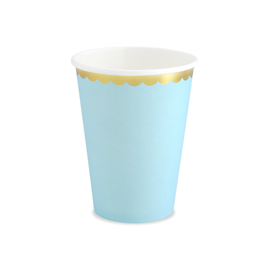 6 Papieren Bekers Trend - 220ml - Pastel Lichtblauw