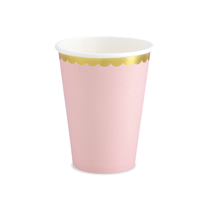 6 papieren bekers Trend - 220ml - Pastelroze