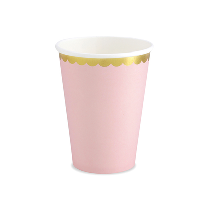 6 papieren bekers Trend - 220ml - Pastelroze