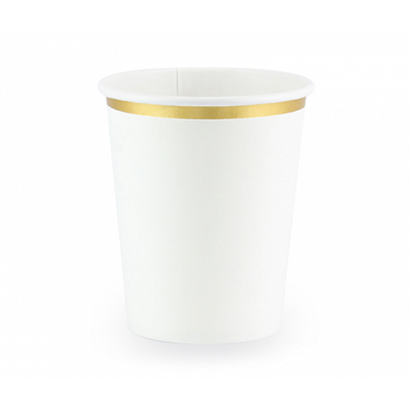 6 kartonnen bekers Trend - 260ml - Wit & Goud