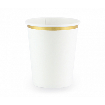 6 kartonnen bekers Trend - 260ml - Wit & Goud