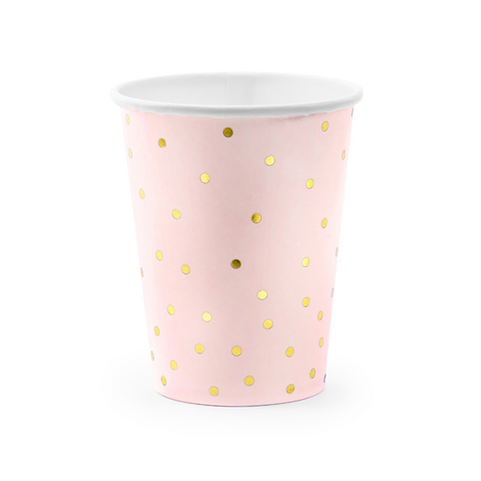 6 Kartonnen Bekers Trend - 260ml - Dots Roze
