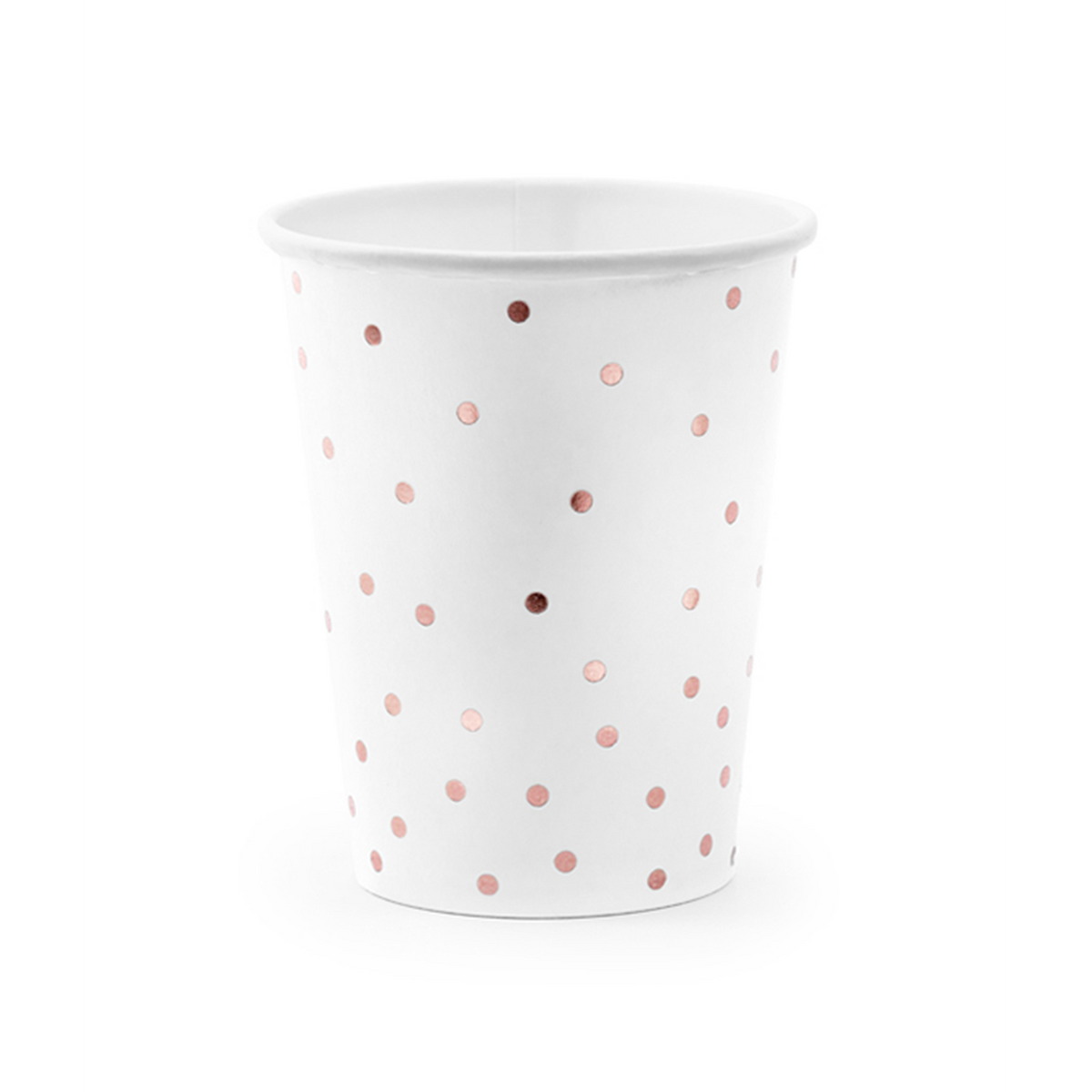 6 Papieren Bekers Trend - 260ml - Dots Wit