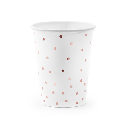 6 Papieren Bekers Trend - 260ml - Dots Wit