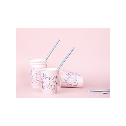 6 kartonnen bekers Trend - 220ml - Happy Birthday Shine