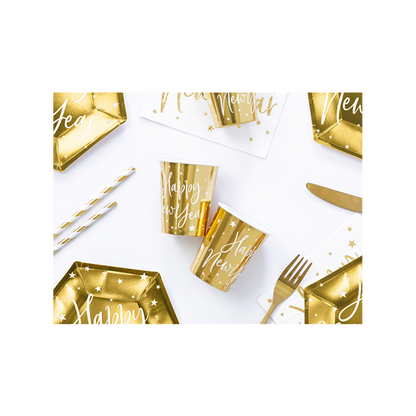 6 kartonnen bekers Trend - 220ml - Happy New Year