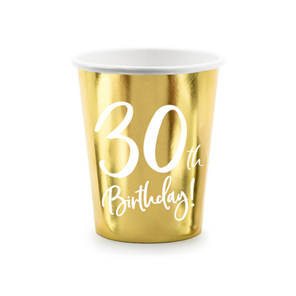 6 papieren bekers Trend - 220 ml - 30e Verjaardag