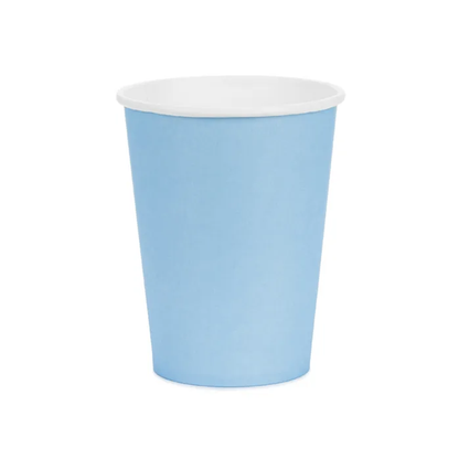 6 papieren bekers - Lichtblauw - 250ml