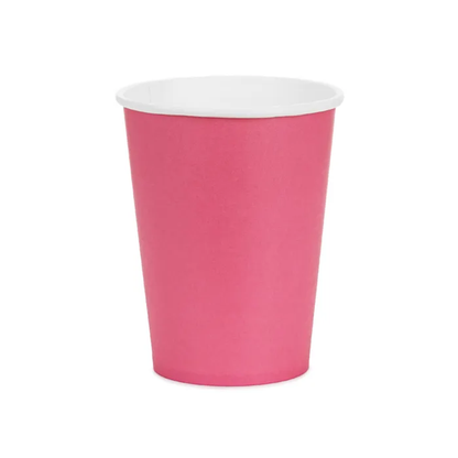 6 kartonnen bekers - donkerroze - 250 ml