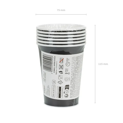 6 kartonnen bekers - Zwart - 250ml