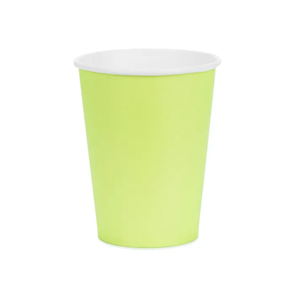6 papieren bekers - Lichtgroen - 250ml
