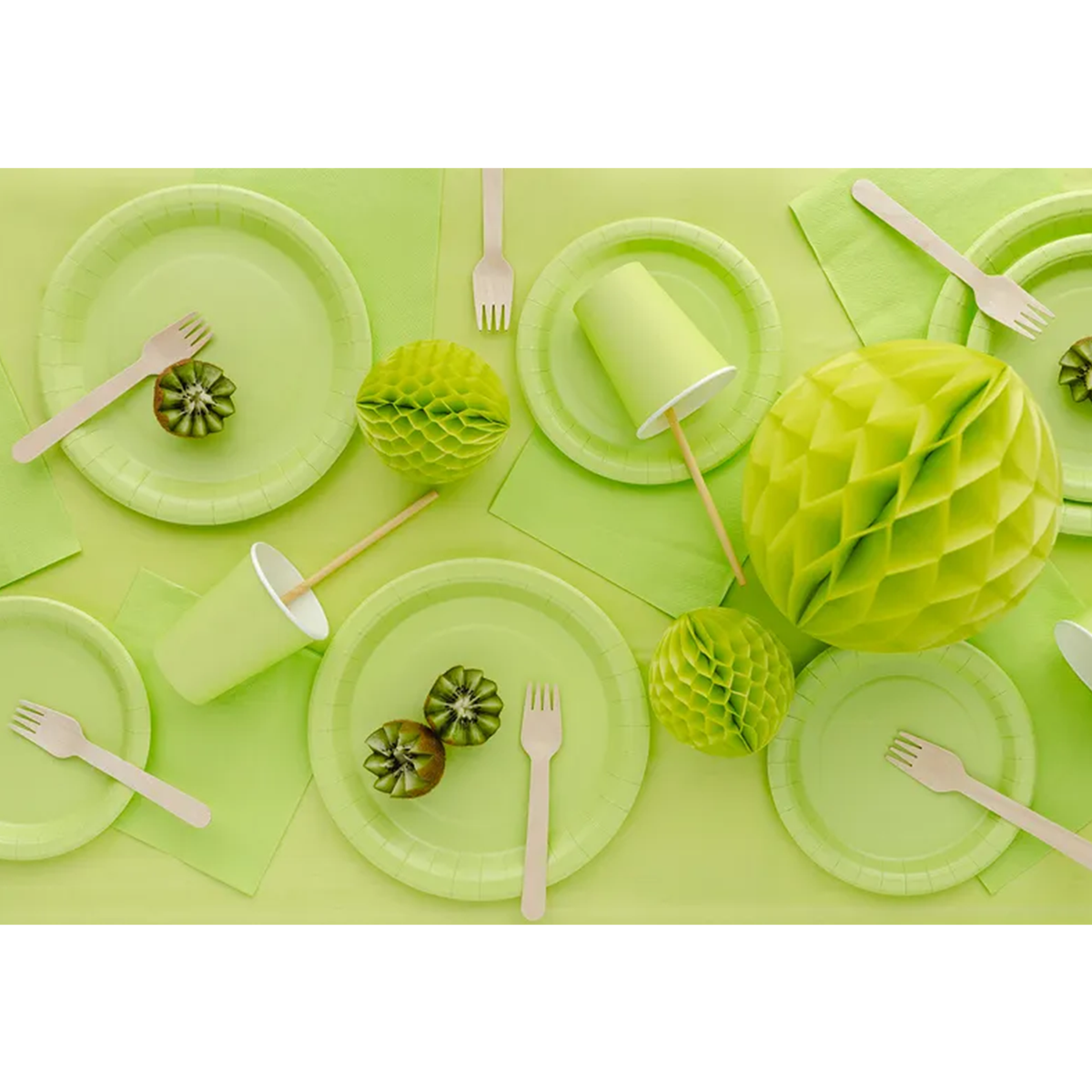 6 papieren bekers - Lichtgroen - 250ml