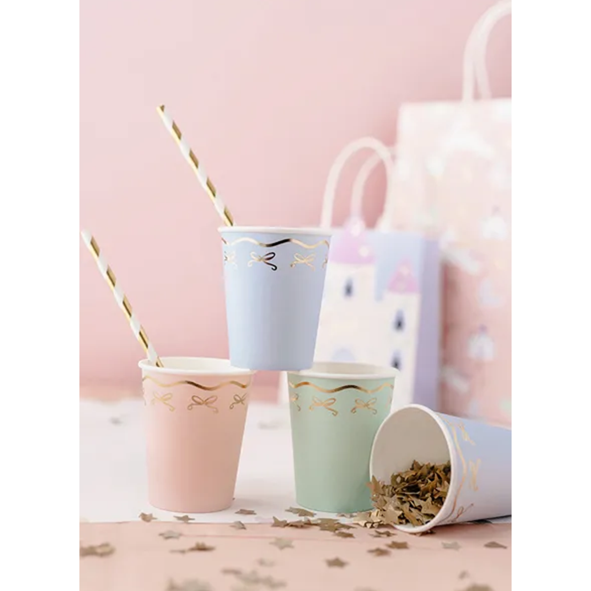 6 kartonnen bekers - 220 ml - Bows