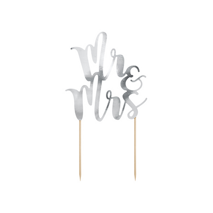 1 Taarttopper - Mr & Mrs - Zilver