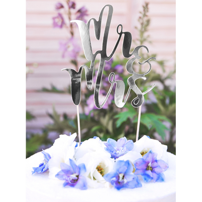 1 Taarttopper - Mr & Mrs - Zilver