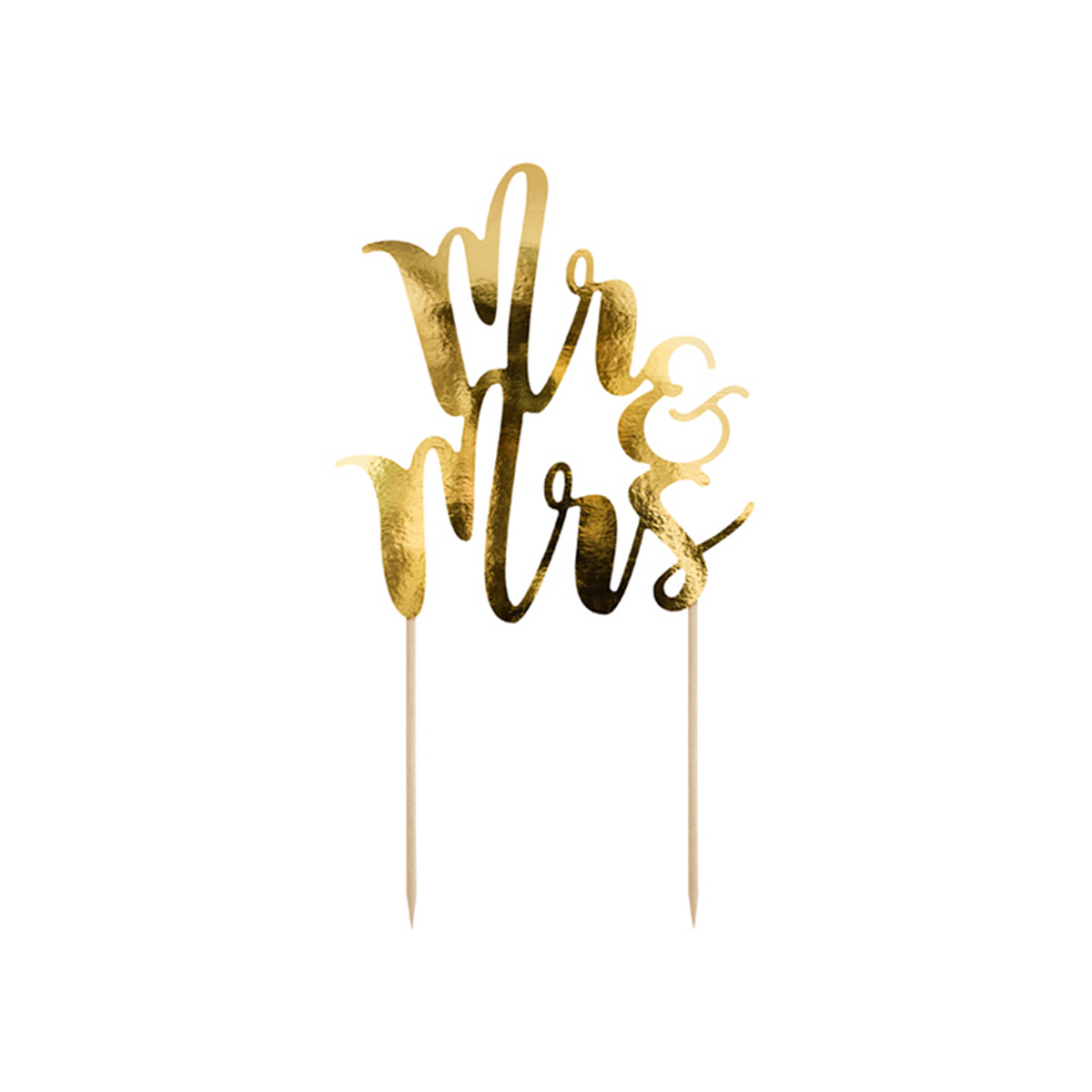 1 Cake Topper - Mr & Mrs - Goud