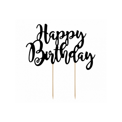 1 taarttopper - Happy Birthday - Zwart