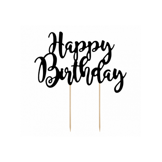 1 taarttopper - Happy Birthday - Zwart